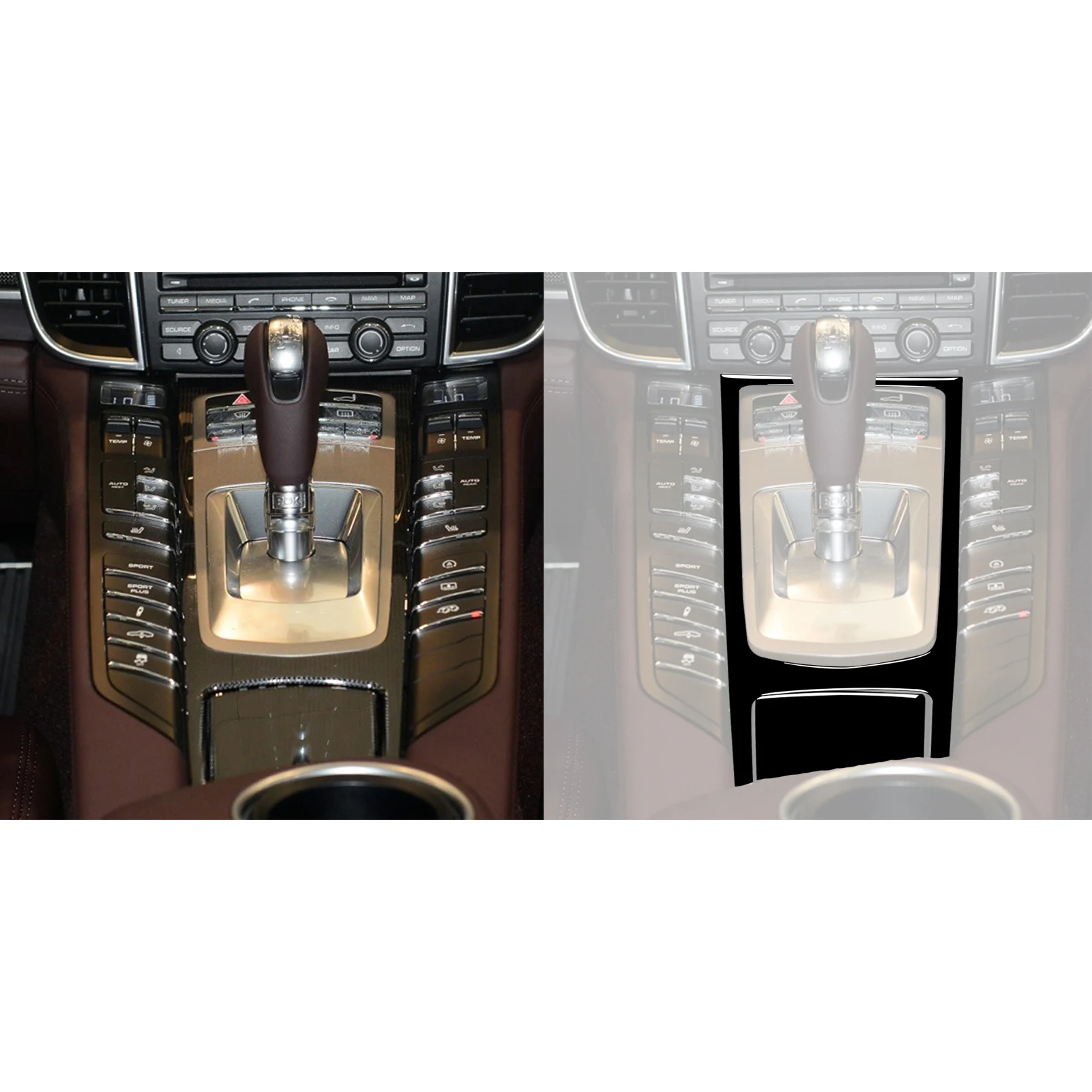 포르쉐 파나메라 970 2010-2016 피아노 블랙 자동차 인테리어 액세서리 중앙 제어 멀티미디어 패널 장식 스티커