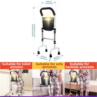 Height Adjustable Toilet three-in-one Bed Rail for Elderly Adults Assistance for Getting In and Out Bed Assist Bar walking aid w 2