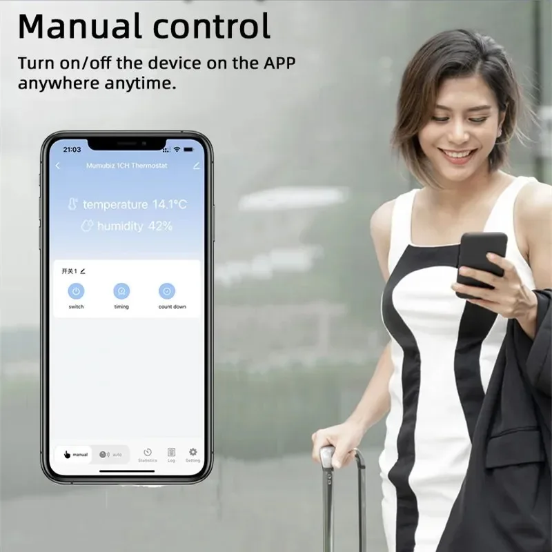 Tuya Smart Life 85~250V WiFi Switch Relay Temperature Humidity Monitoring Thermo