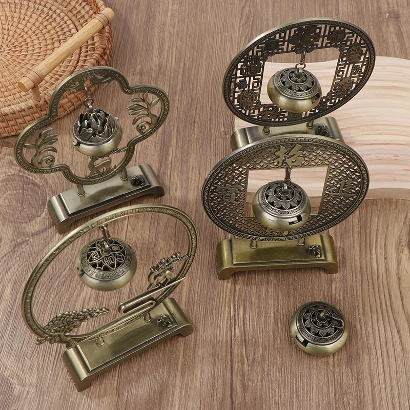 Lotusblume Weihrauch brenner Retro aushöhlen Zink legierung hängen Lotus brenner Segen Kapuzinerkresse Halter Home Office Dekor – Detail 8