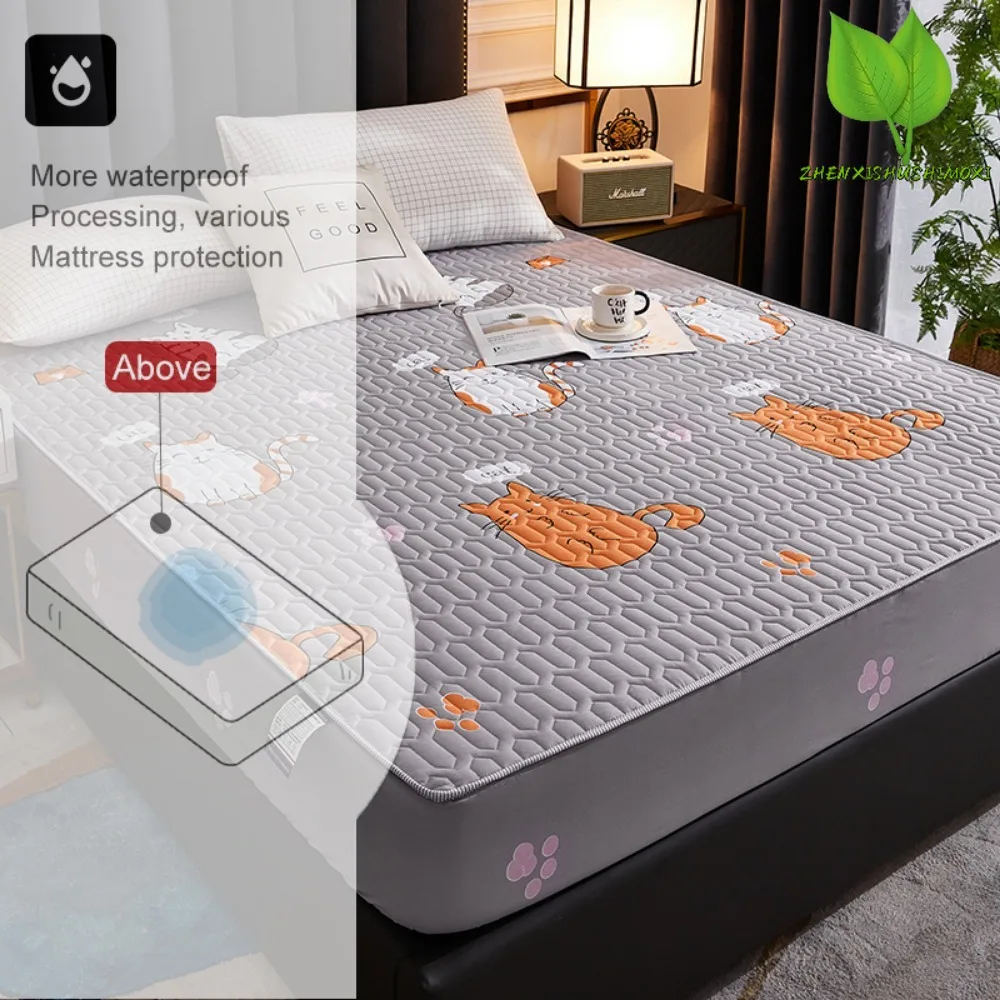 

100% Waterproof Mattress Protector Cover Cotton Thickened Bed Hats Dustproof Bed Sheet Cover Home Decor Queen King(No Pillowcase