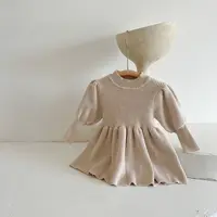Autumn Winter Baby Girl Knitted Dress Baby Fashion Long Sleeve Princess Girl Sweater Dress Warm Cotton Toddler Girl Clothes 3