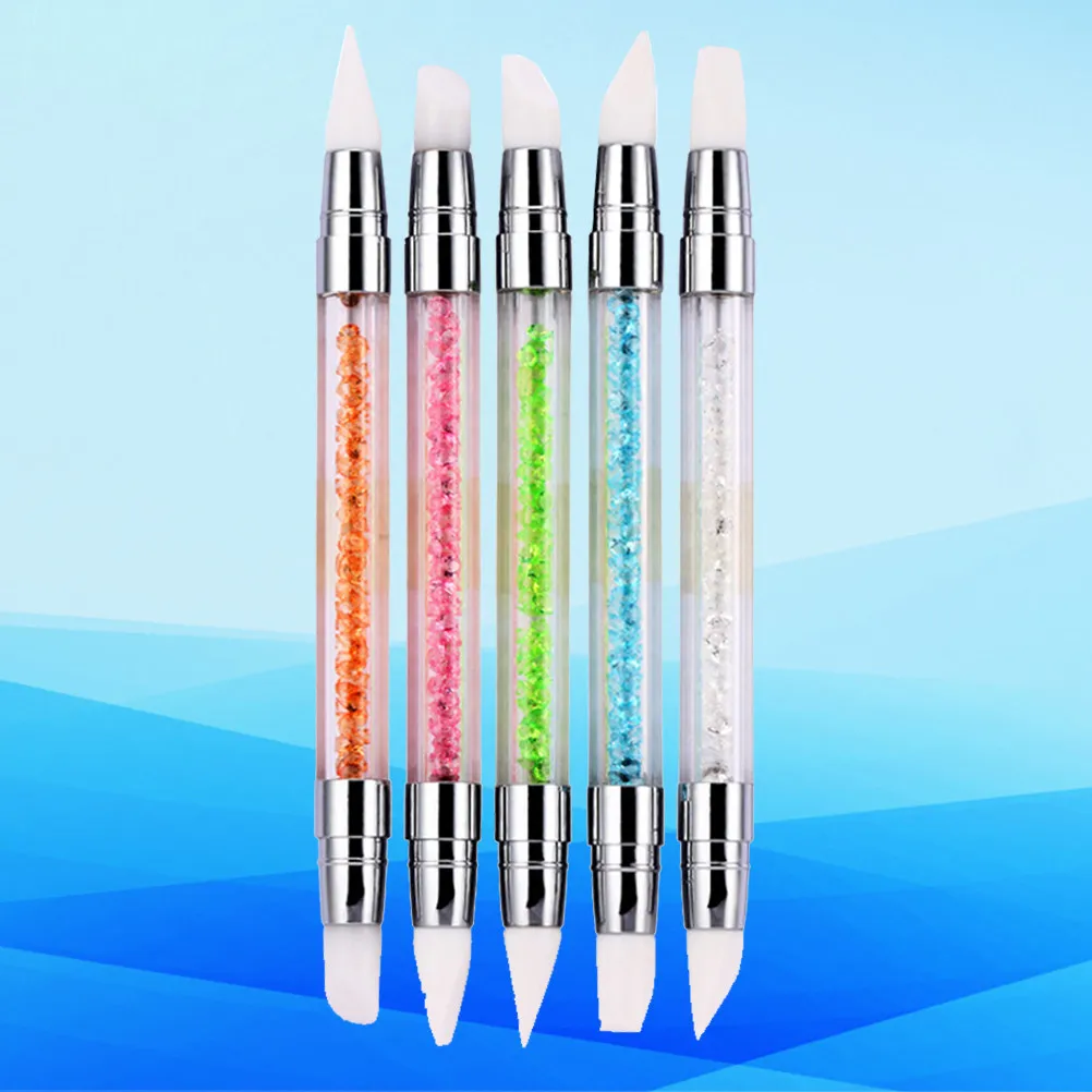 5종 네일 아트 펜 브러쉬, 이중 헤드 실리콘 다이아몬드 네일 페인팅 도구, 전문가용 매니큐어 브러쉬 세트, 미세 라인 조각용