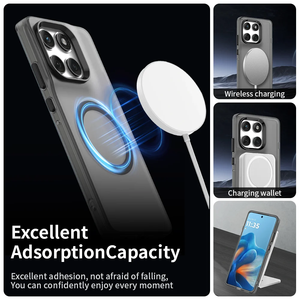 Magnetic Wireless Charging Transparent Case - Candy Colors Back Shell
