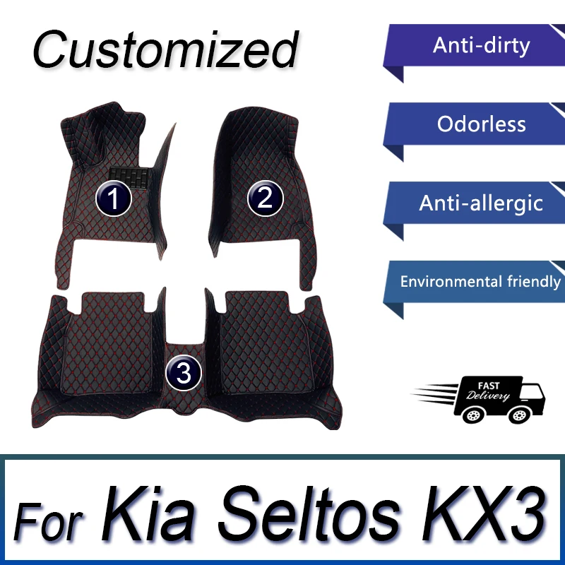 

Car Floor Mats For Kia Seltos KX3 2023 2022 2021 2020 Auto Styling Custom Waterproof Carpets Interior Accessories Foot Pads Rugs