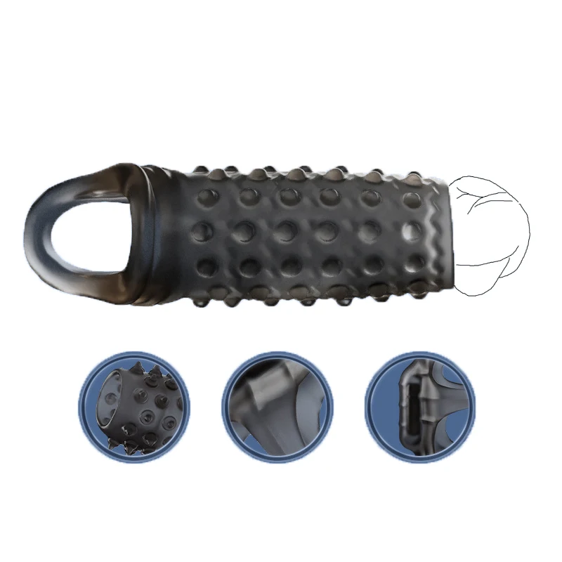 Reusable Condom Delay Penis Extender Cock Rings Sleeve Extension Dildo Glans Cover Enlargement Sex Products Adult Games for Men