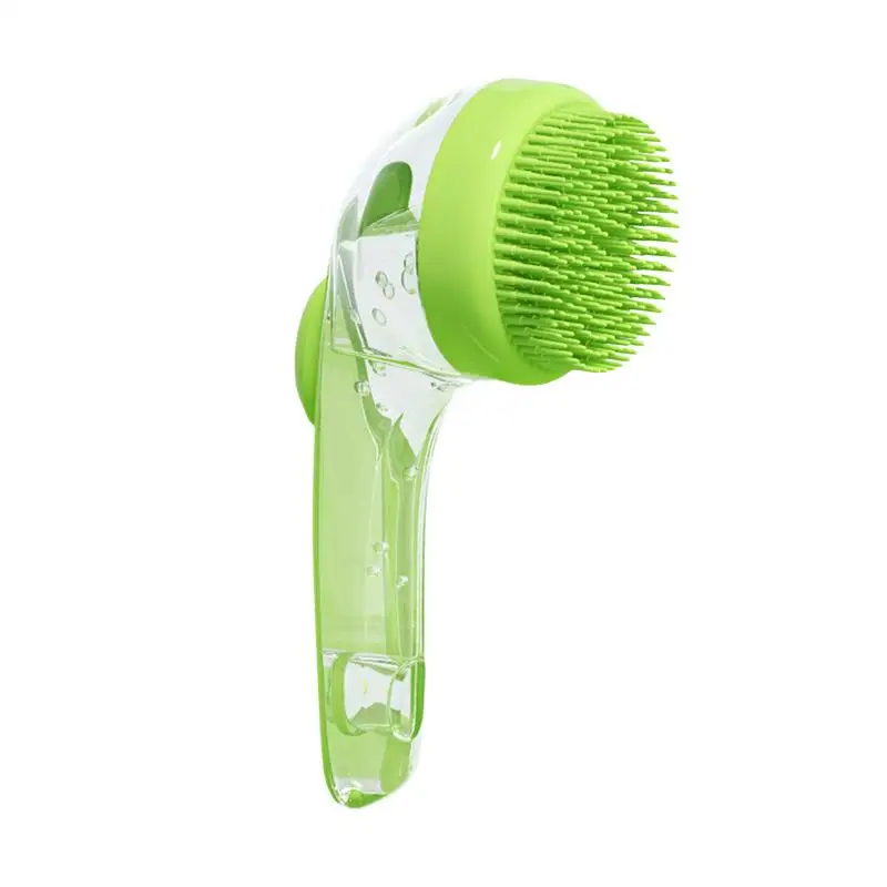 Soft Silicone Dog Shampoo Brush With Soap Dispenser Long Handle Shampoo Massage Bath Brush For Shower Daily Cleaning