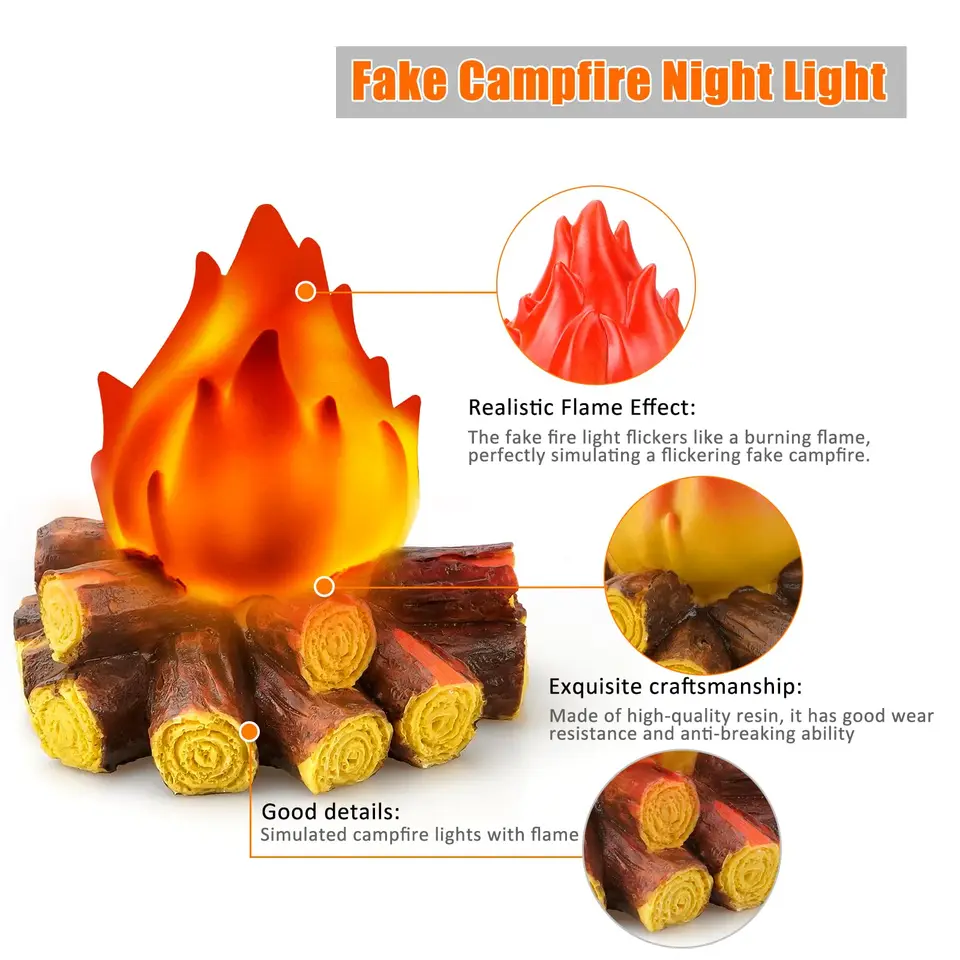 Fire Lamp Fake Fireplace S With Remote Timer, Flame Lamp 4 Modes Usb Rechargeable Fire Lights Indoor Campfire Outdoor Decorative Lantern - Night Lights Led Flame Light Christmas Decorations