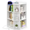 Wooden Cubby Bookcase with USB Ports and Outlets, 3-Tier Kids Bookshelf, 9-Cube Toy Storage Organizer for Playroom, (White) 1