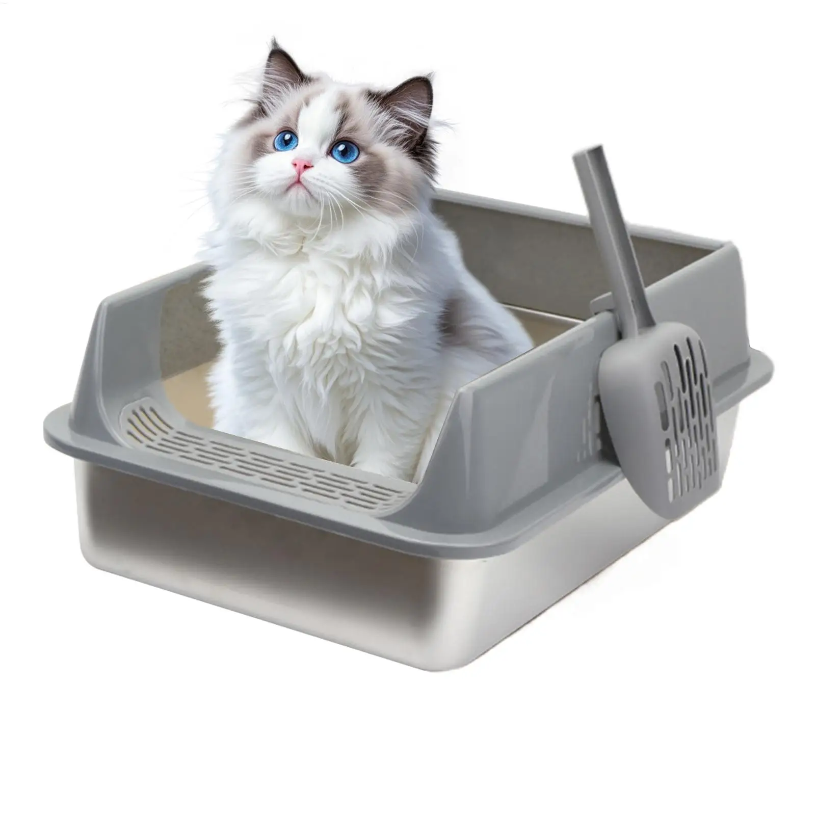 Big Cat Litter Box Easy Clean Pet Litter Box Easy Clean Semi Enclosed Cat Toilet with Scoop for Dormitory Indoors Car Living