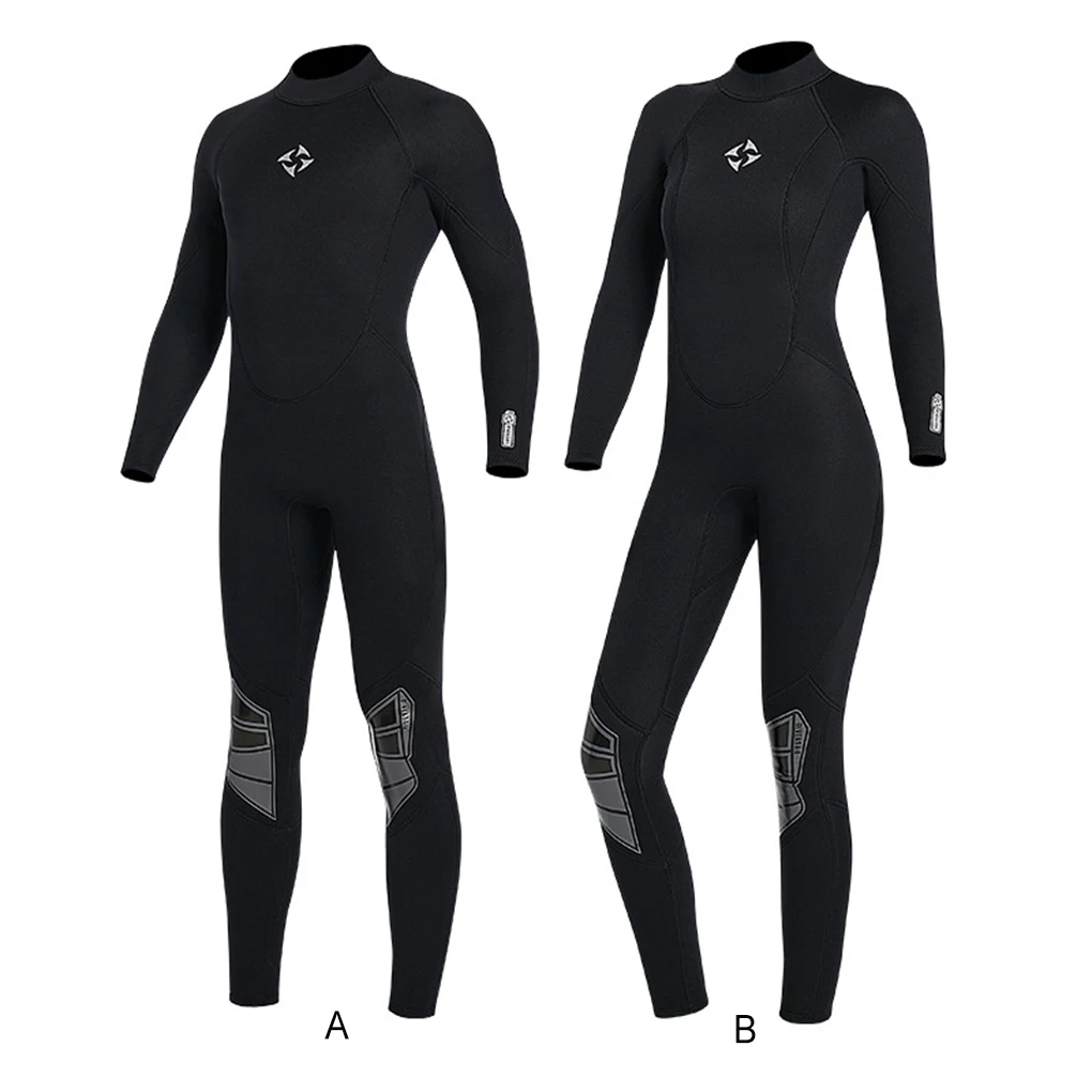 

Diving Suit Neoprene Good Elasticity Zipper Closure Swimsuits Long Sleeve One-piece Style Wetsuit Men Black XXL