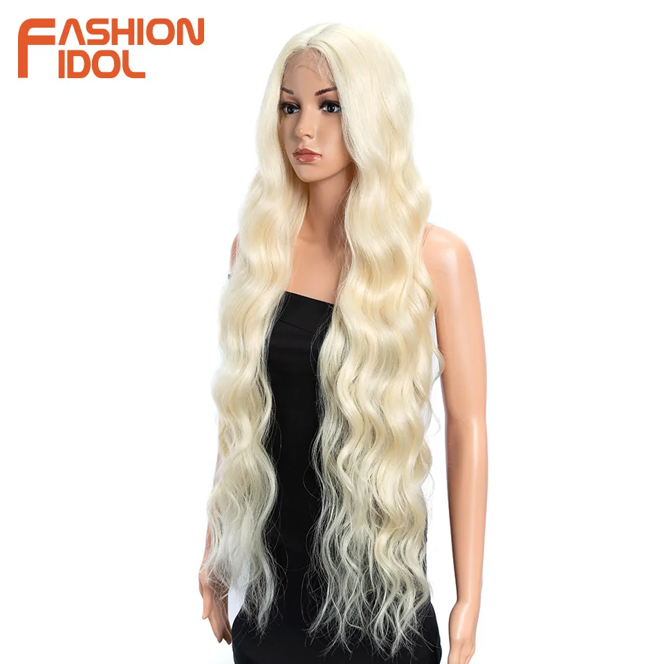 FASHION IDOL 36 Inch Deep wave Lace Front Wigs For Black