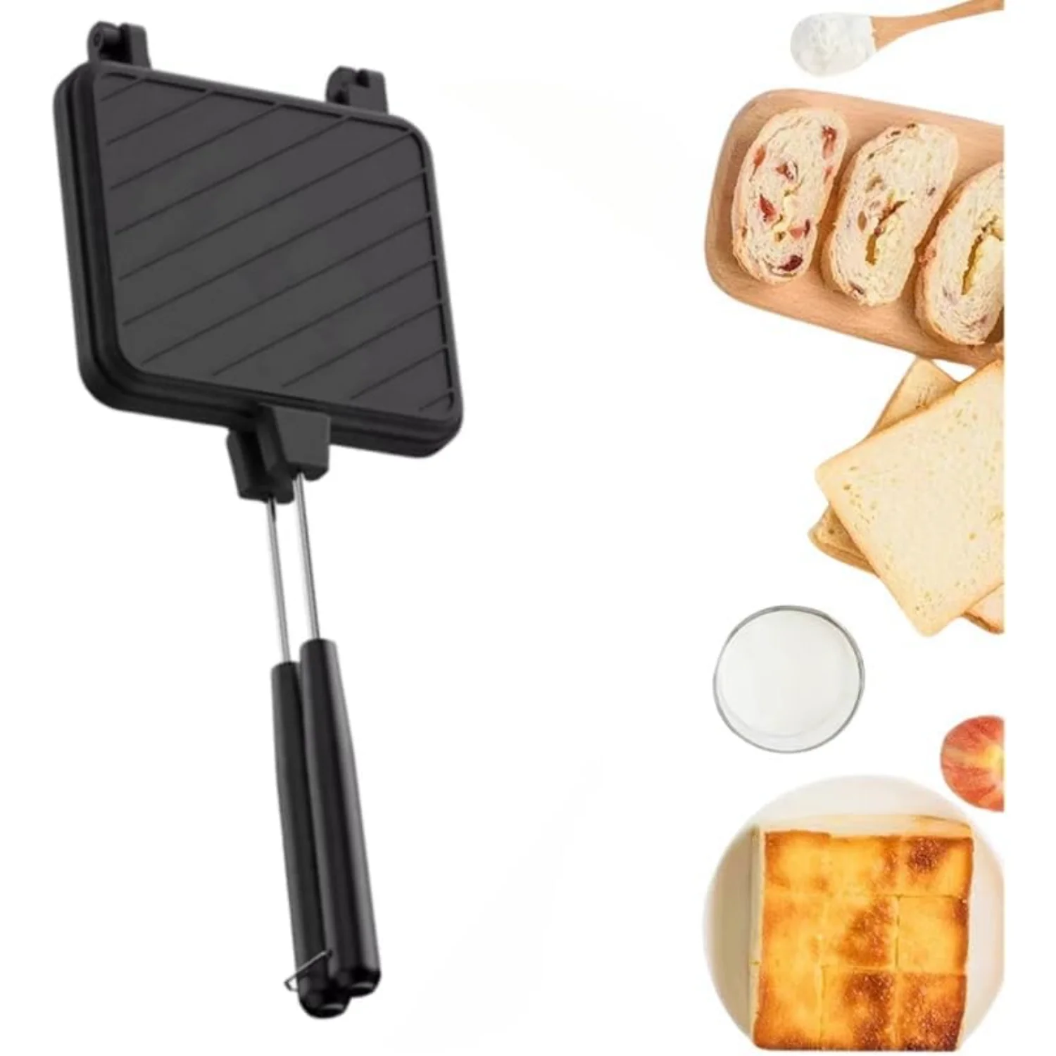 4w1h Sandwich Machine-Portable Non stick Pot, Machine, Camping Pie Iron, Double sided Suitable for San