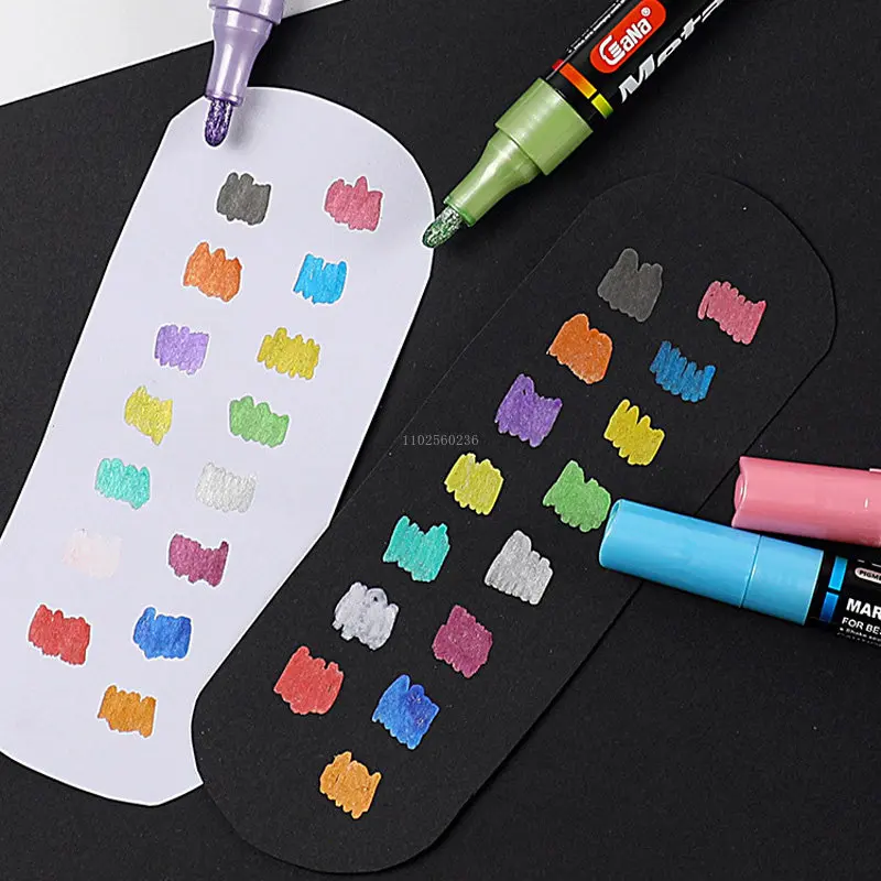 24 Colors Glitter Metallic Marker Pens 3mm Markers Paint Pens for Black  Paper Card Making Rock Art Scrapbooking Metal Painting - AliExpress