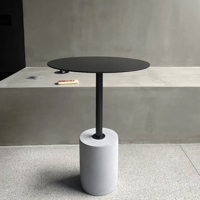 

Round Dinning Coffee Table Black Center Living Room Side Small Table Concrete Restaurant Patio Meuble Salon Modern Furniture