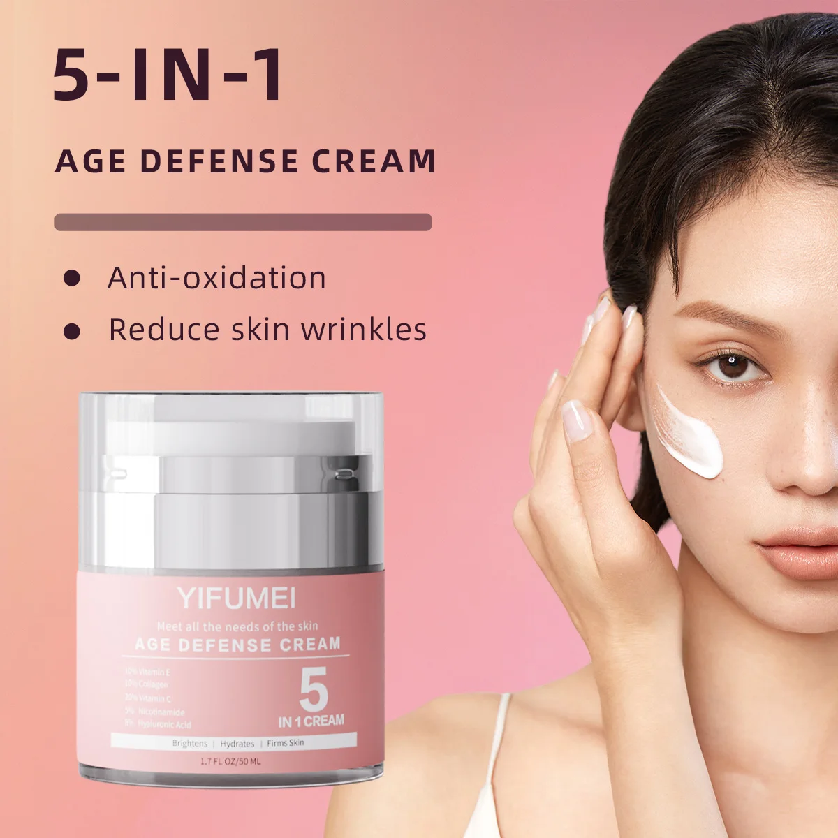 Nicotinamide 5 in1 Face Cream Vitamin C That Fades Fine Lines Anti Aging Face Cream Lightens and Moisturizes for Healthier Skin