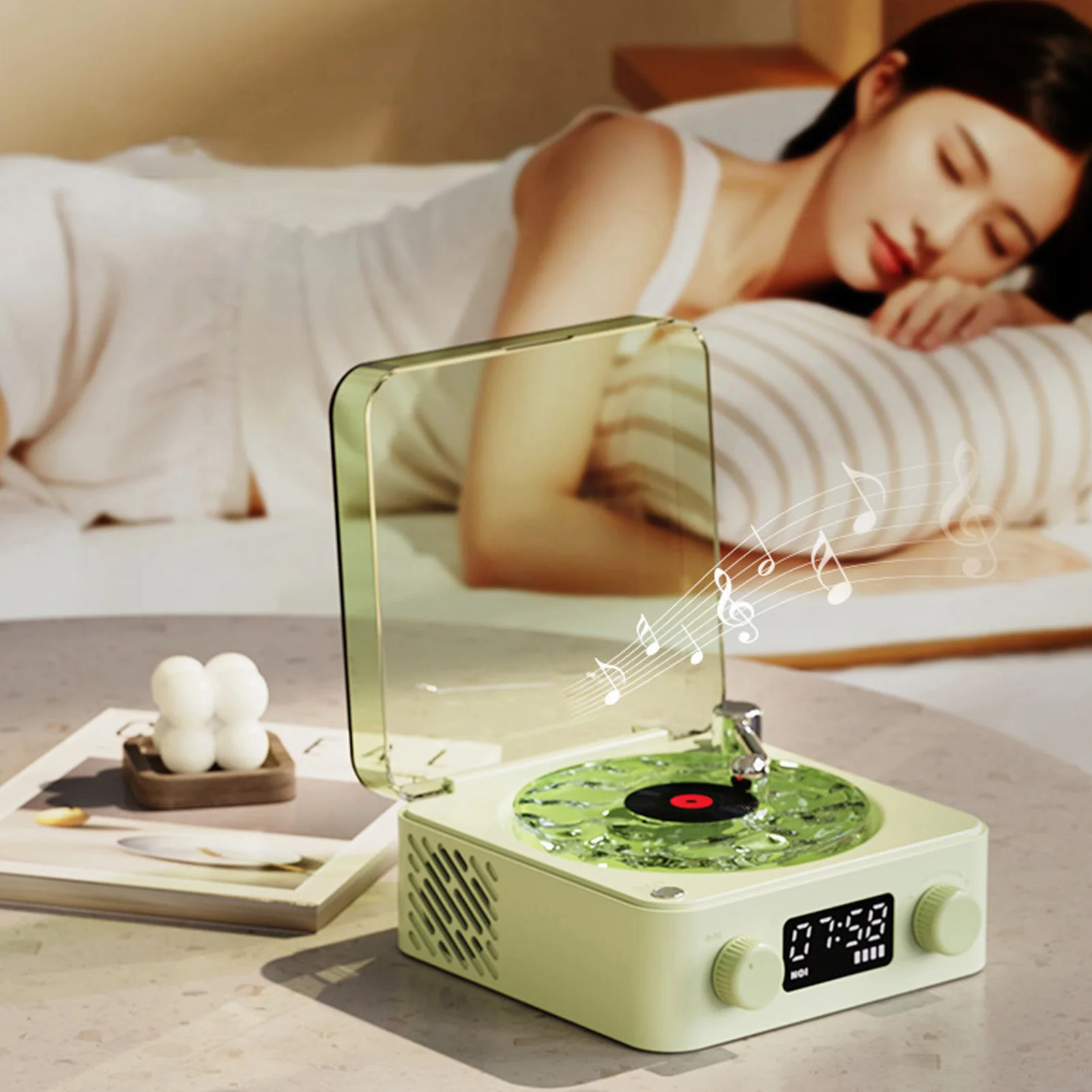Waves Player Cordless Compact Stereo Sound Ambient Light Creative Present Portable Vintage Waves Speaker for Sleep Relaxing new