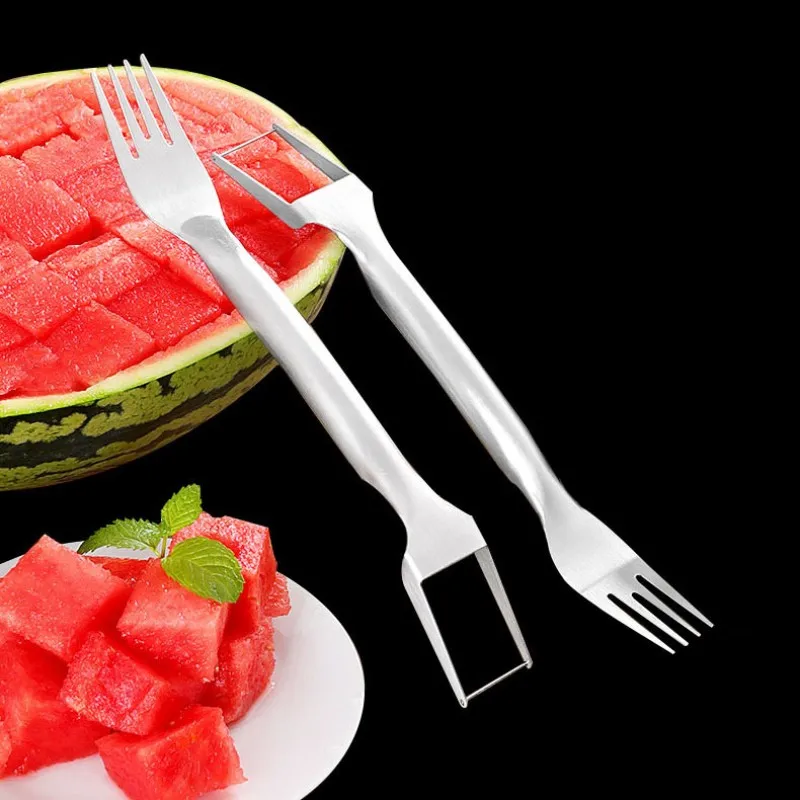 Stainless Steel Watermelon Cutter Fancy Cutting Slicer Kitchen Multifunctional Fruit Fork MangoTool Home Gadgets fruit slicer