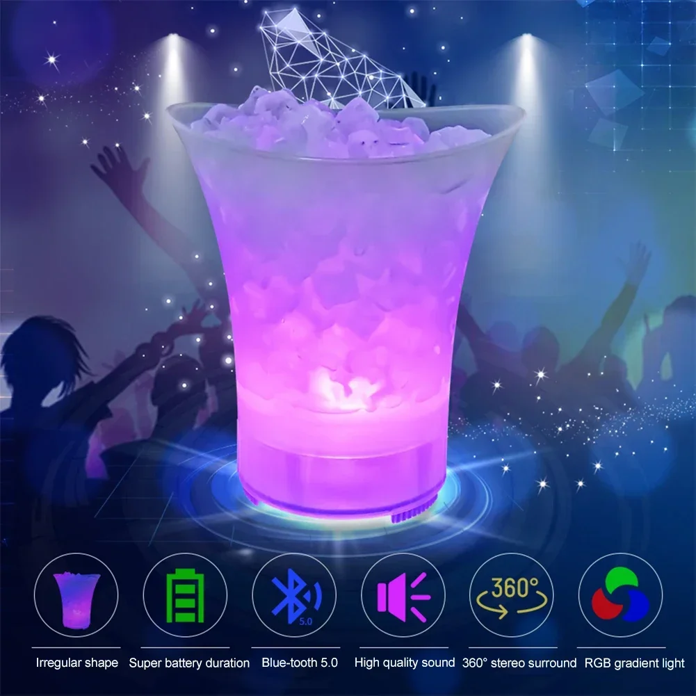 7L Large Capacity Champagne Beer LED Ice Buckets Wine Beer Ice Buckets With Bluetooth Speaker Drink Container For Home Bar