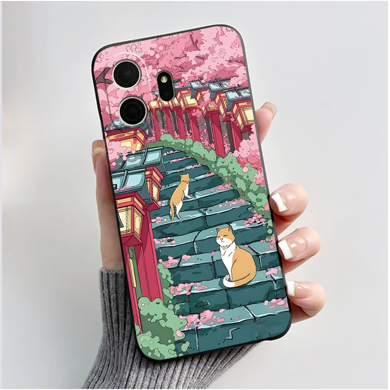 Aesthetic Cute Cat Cartoon Shockproof Silicone TPU Back Cover
