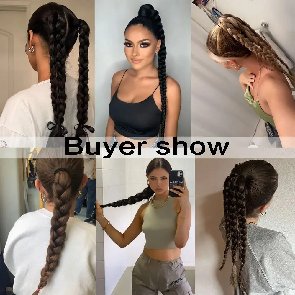 Synthetic 24inch hair extension wig ponytail with hair extensions Long Braided Ponytail Hair Accessories Christmas