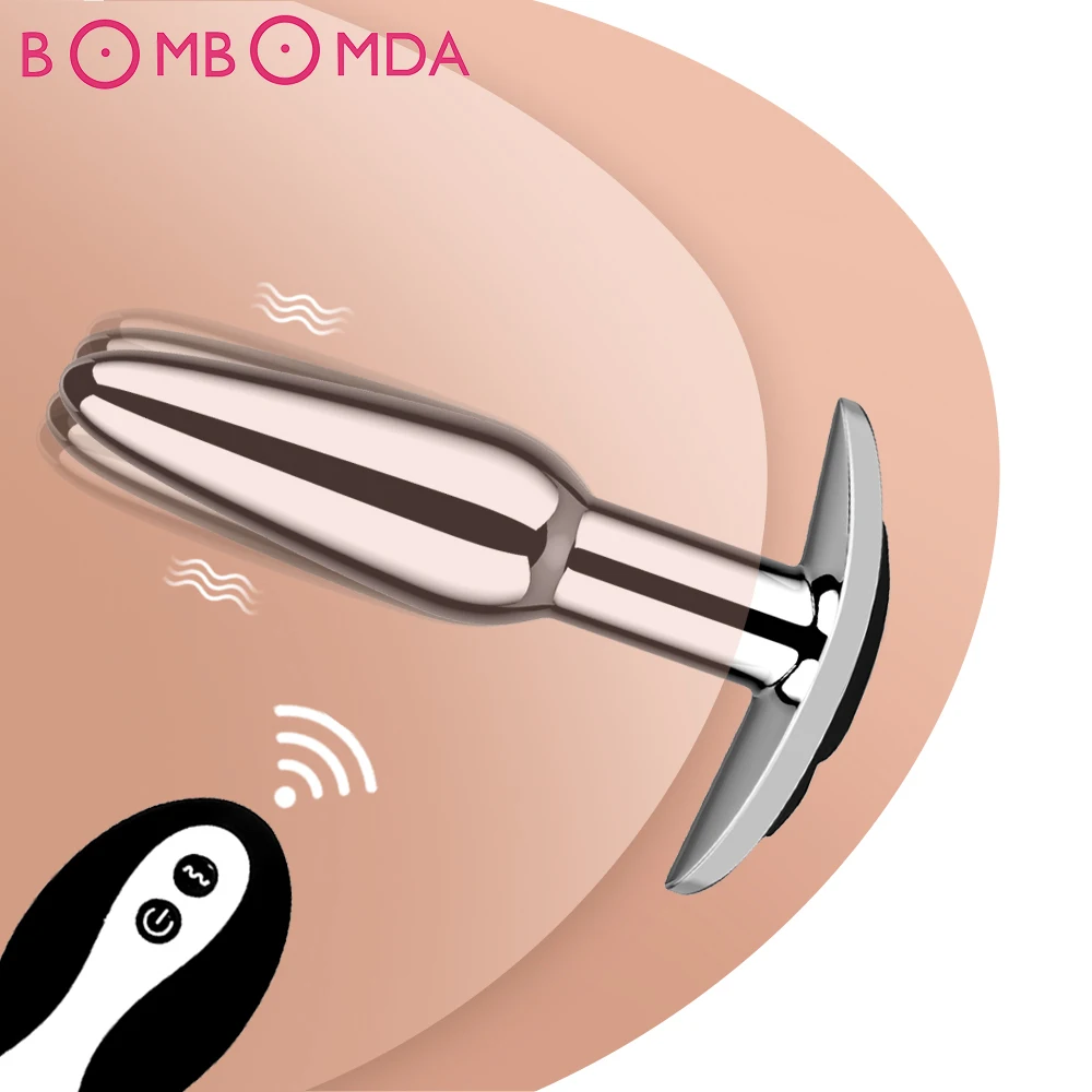 Vibratore anale in metallo con stimolatore di prostata e plug_voghion.com