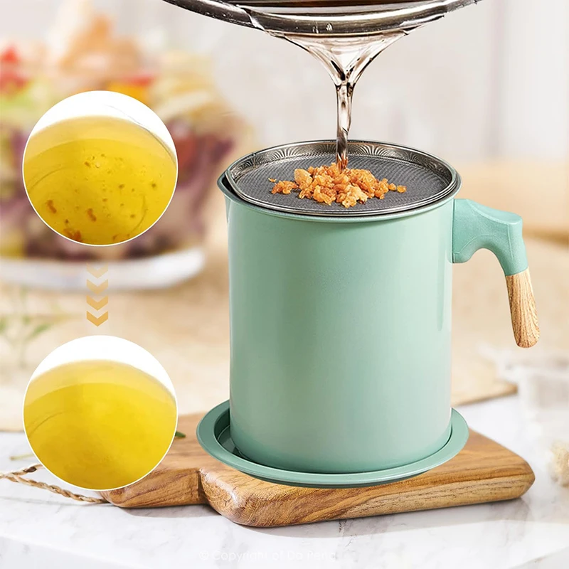 Pot De Tamis D'huile De 1.3L,Bidon De Stockage D'huile De Récipient De Graisse D'acier