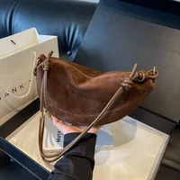 Faux Suede Super Popular Niche Suede Shoulder Bag for Women 2025 Hot Sale Single Crossbody Bags Underarm Dumpling Sweet Bags - Image 4