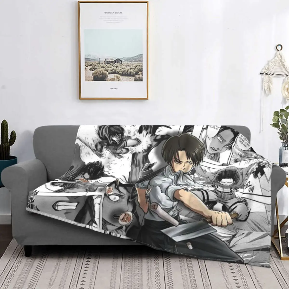 

Levi Ackerman Attack On Titan Blanket Soft Fleece Warm Flannel AOT Anime Manga Throw Blankets for Sofa Outdoor Bed Bedspread