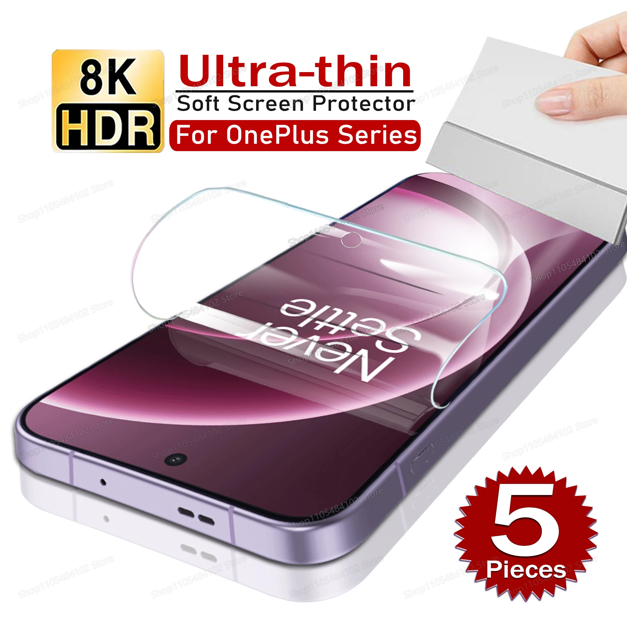 Ultra-Thin Hydrogel Film Soft HD Screen Protector - 5 Pack