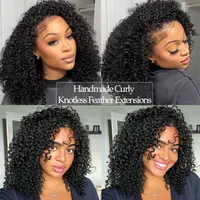 Extensions de cheveux humains bouclés afro kinky birmanes, pré-séparées, sans nœuds, pour crochet, effet plume, 100 % cheveux humains 6