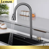 CHOOXIWU - น้ําตกอ่างล้างจานดึงประเภทก๊อกน้ําห้องครัวร้อนเย็นผสมผักอ่างล้างหน้าหลายช่องน้ําหมุน Flying Rain TAP 2