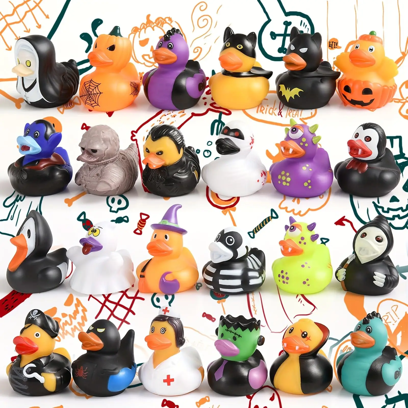 36/72PCS Halloween Rubber Ducks in Bulk Assorted Jeep Duckies for Ducking Cruise Ducks Small Toys Party Favors