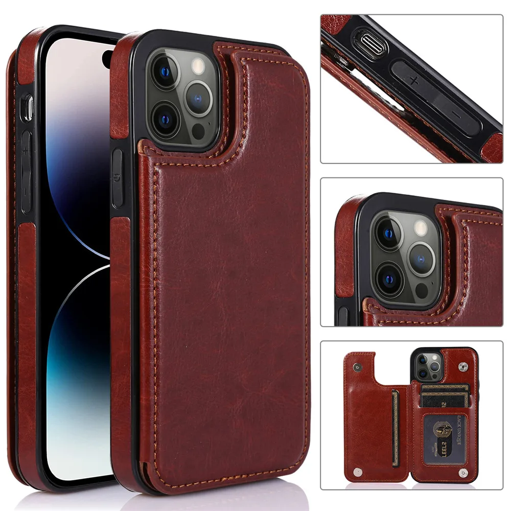 Luxury Retro Leather Wallet Case with Card Slots and Flip Cover