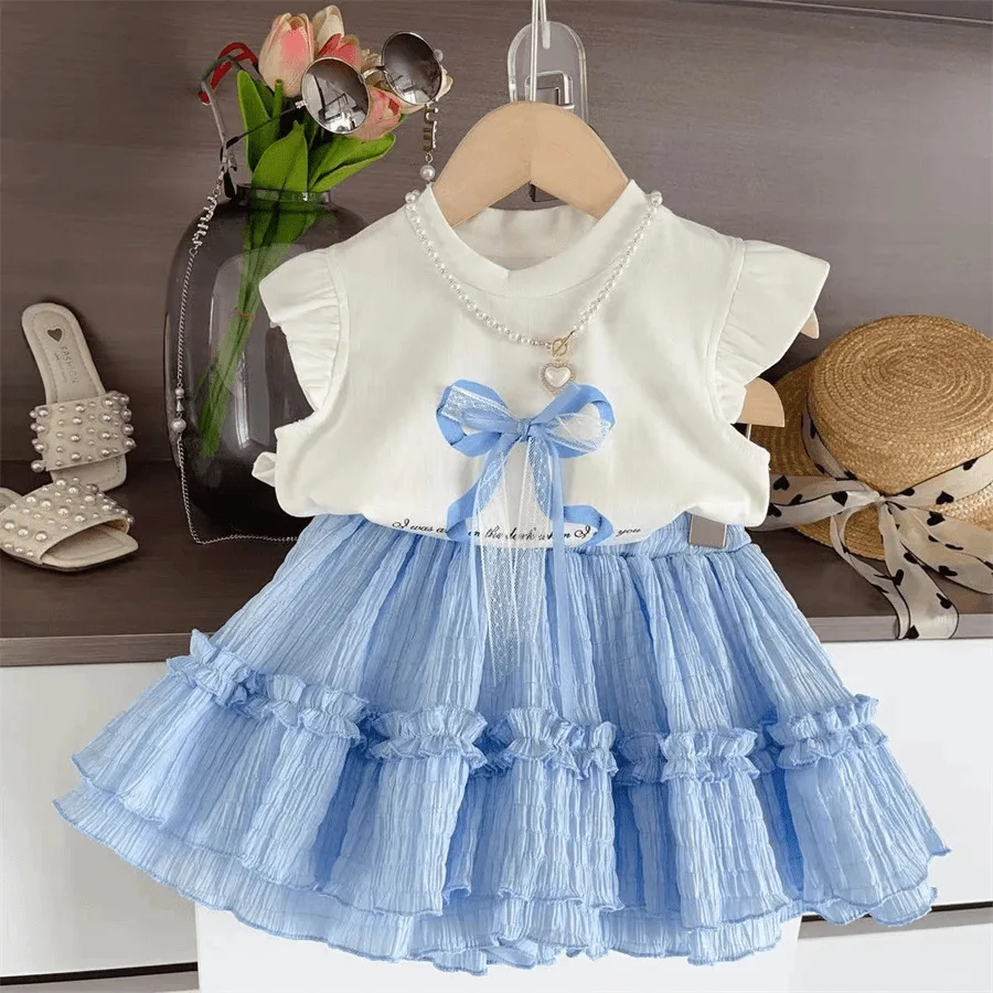 Set Gonna E Top Neonata Estivo – Tutù In Tulle Con Farfalle 3D E Fiocco – Abito Battesimo Compleanno - 3