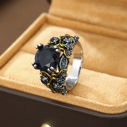 Elegant Blue Zircon Leaf Women's Ring - Luxurious Fashion Jewelry Gift - 8 (ZB9002 - 1)