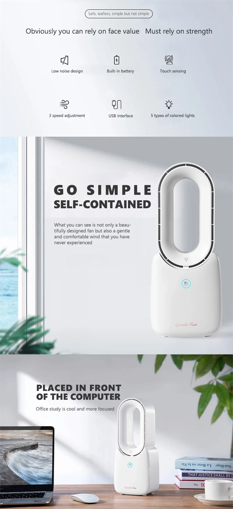 Description Picture 2 of itemPortable Bladeless Stand Air conditioners Fan Cooler Electric Fans Silent Tower Table Vertical Floor Summer Air Cooler