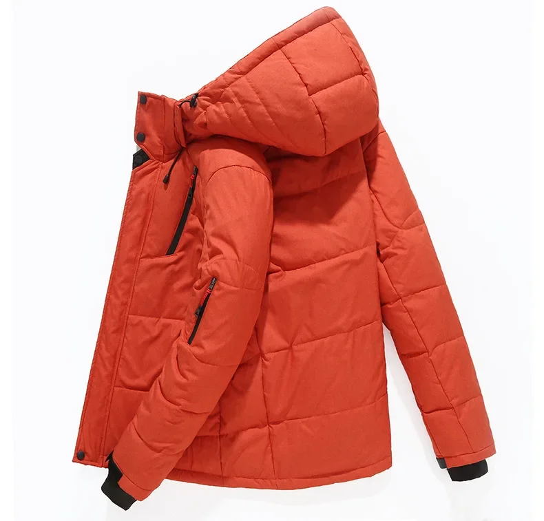 Herren-Parkas mit Kapuze, Grad-Winterkleidung für Herren, weißer Enten-Gänsefedern-Mantel, dicker warmer Schneejackenmantel für Herren, Windjacke für Herren – Detail 11