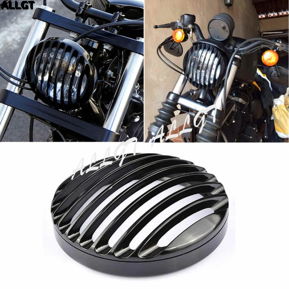 

ALLGT Black Aluminum Headlight Grill Cover Fit For 2004-2014 Sportster XL 883 1200 Harley