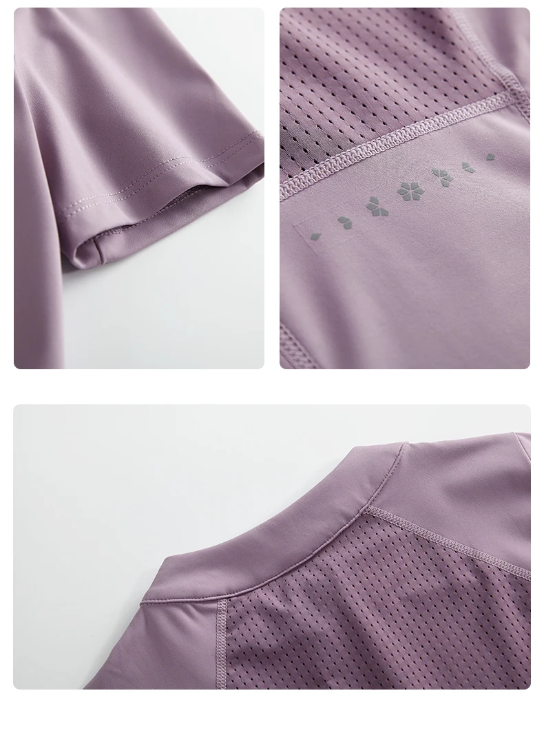 DRUR Yoga Shirt Kurzarm Sport Top Frau Gym Kleidung Schnell Trocknend Atmungsaktive Zipper Fitness T Shirts Frauen Lose Yoga Kleidung – Detail 11