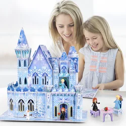 Gelo e neve castelo crianças meninas montagem pai criança diy cabana modelo brinquedos meninas ortografia abertura e fechamento hut presente brinquedos