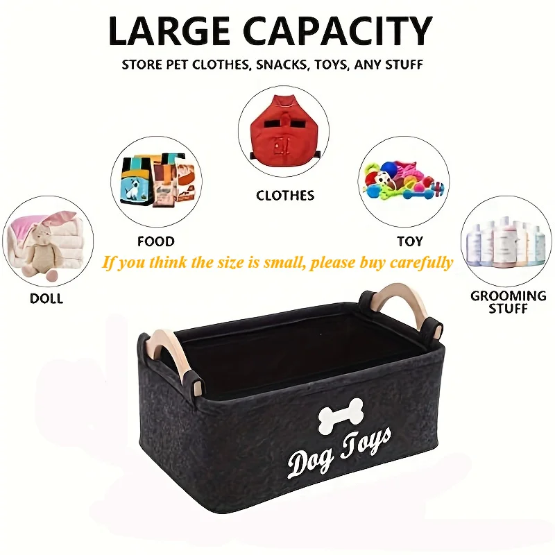 Spacious Pet Storage Basket - Foldable & Versatile Organizer with Sturdy Handles for Dog Toys, Clothes & Grooming Supplies 5