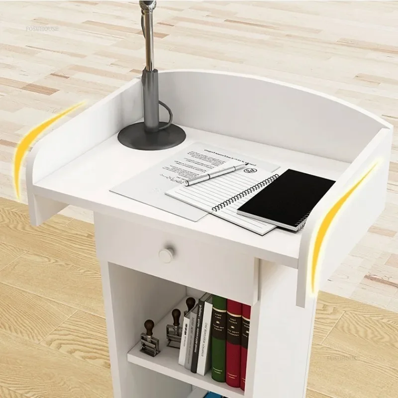 Wooden Podium Speech Table Hotel Welcome Desks Reception Table Shopping Guide Information Counter Host Emcee's Desk y