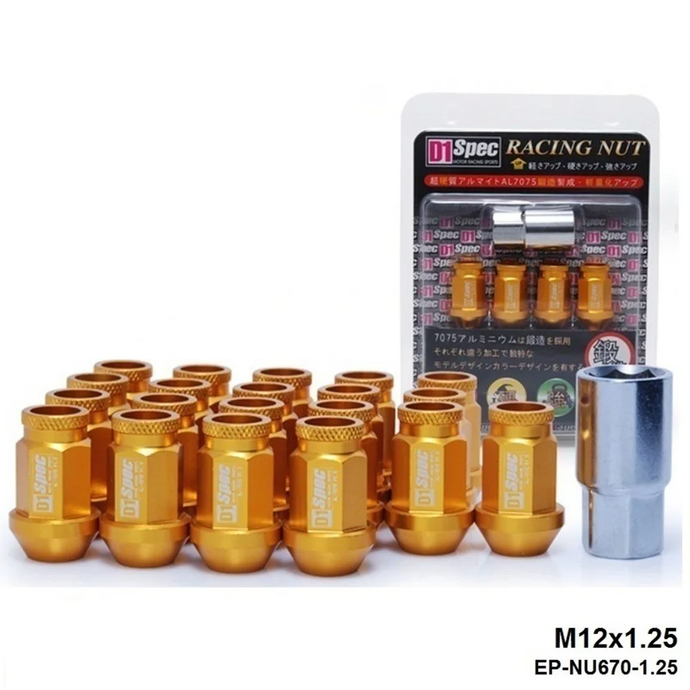 EPMAN-D1 Spec Jdm Racing Wheel Lug Nuts M12 X 1.25MM / M12 X 1.5MM 20PCS For Nissan Subaru Suzuki EP-NU670