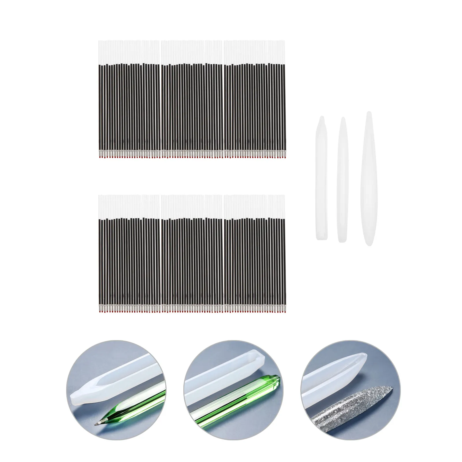 3Pcs 볼펜 금형 실리콘 DIY 펜 모양 금형 에폭시 주조 키트 펜 만들기 교사 학생 선물 볼펜 리필 펜