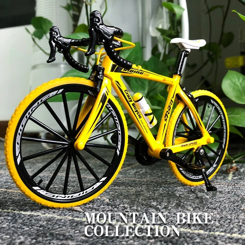 1:10 Model Alloy Mountain Bicycle Diecast Metal Bend Road Fold Racing Mountain Bike Simulation Collection Gift Toys for children