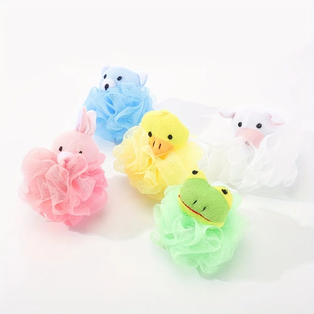 Bath Sponges Animal Kids Loofah Bath Pouf Mesh Animal Toy Sponge Colorful Cartoon Body Scrubber Balls Shower Mesh for Kids