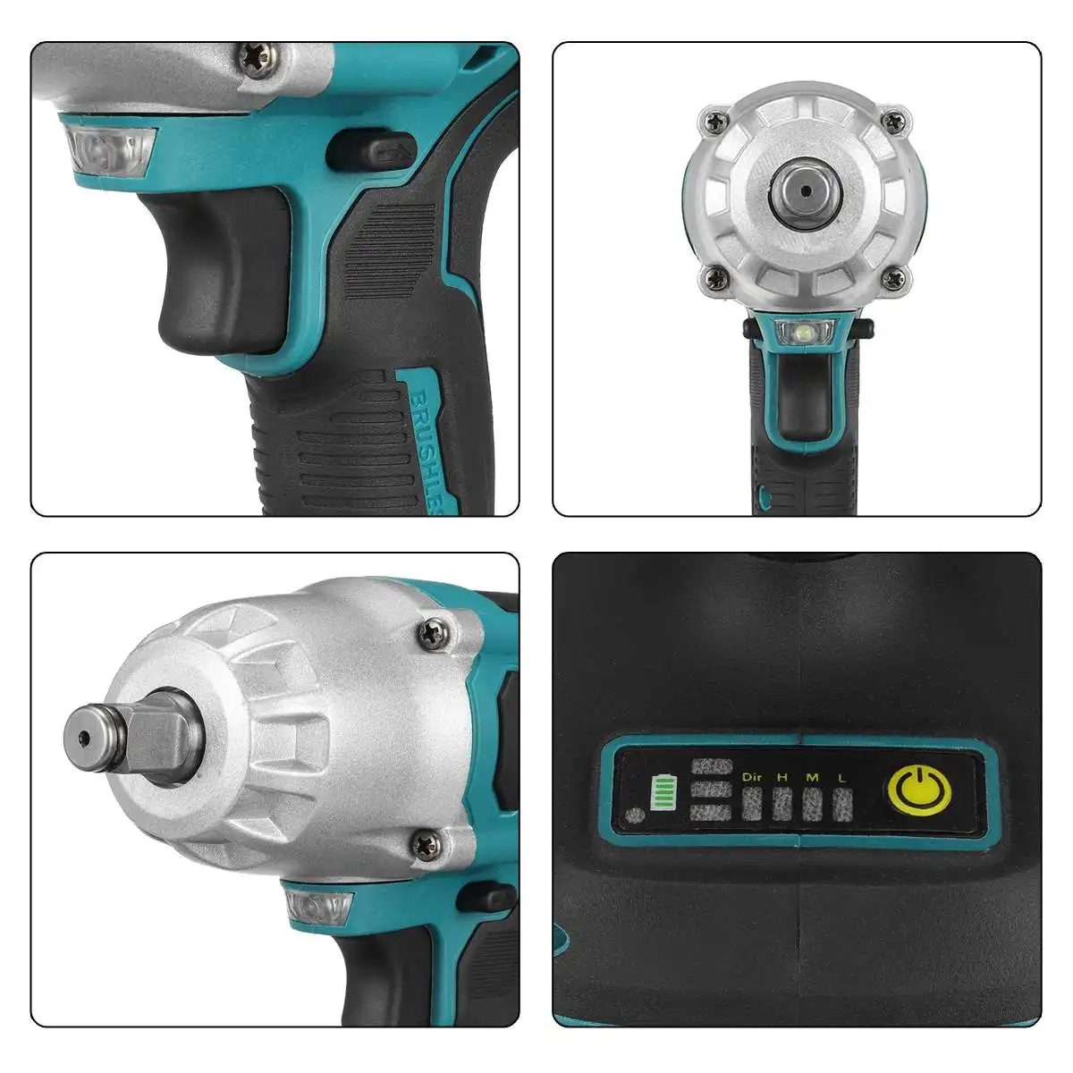 Drillpro New 2000N.M Brushless Cordless Electric Impact Wrench Rechargeable 1/2