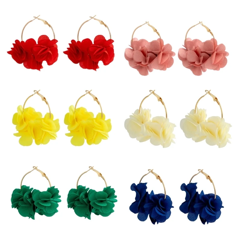 Flower Earrings Hanging Dangle Earrings Flower Dangle Drop Earrings Elegant Jewelry Accessories Rose Petal Flower Line for Girl