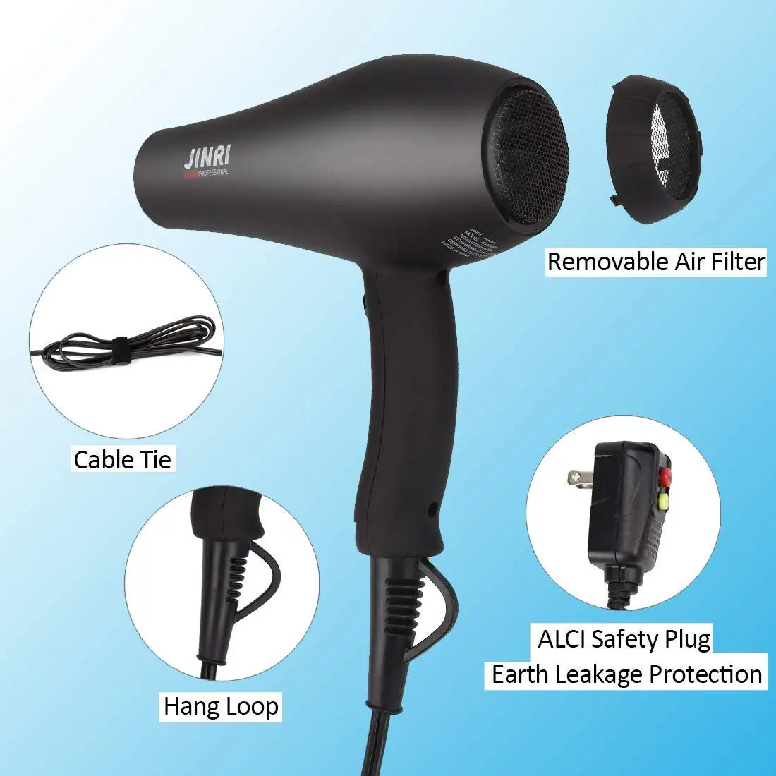 Hair Dryer, Professional Salon Negative Ionic Blow Dryers for Fast Drying, Pro Ion Quiet Hairdryer with Diffuser & Conc